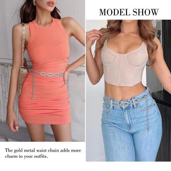 Metal Waist Chain Belt Women Adjustable Body Link Belts Ladies Fashion Chain🦈 - Picture 4 of 7